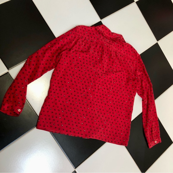 APC x Vanessa Seward Silk Blouse Frilly Collar Button Down Shirt Blouse size M - Picture 5 of 10